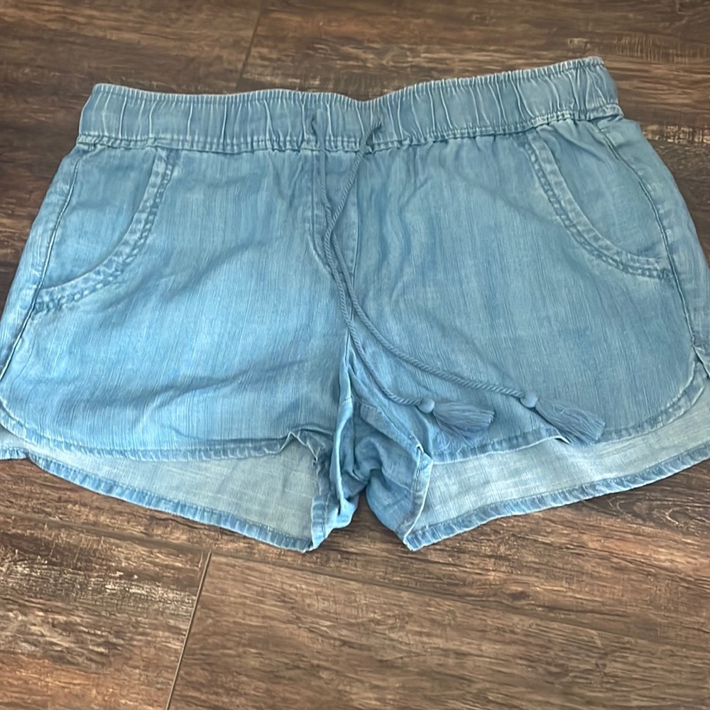 Fake denim shorts loft size small Strang tied light blue